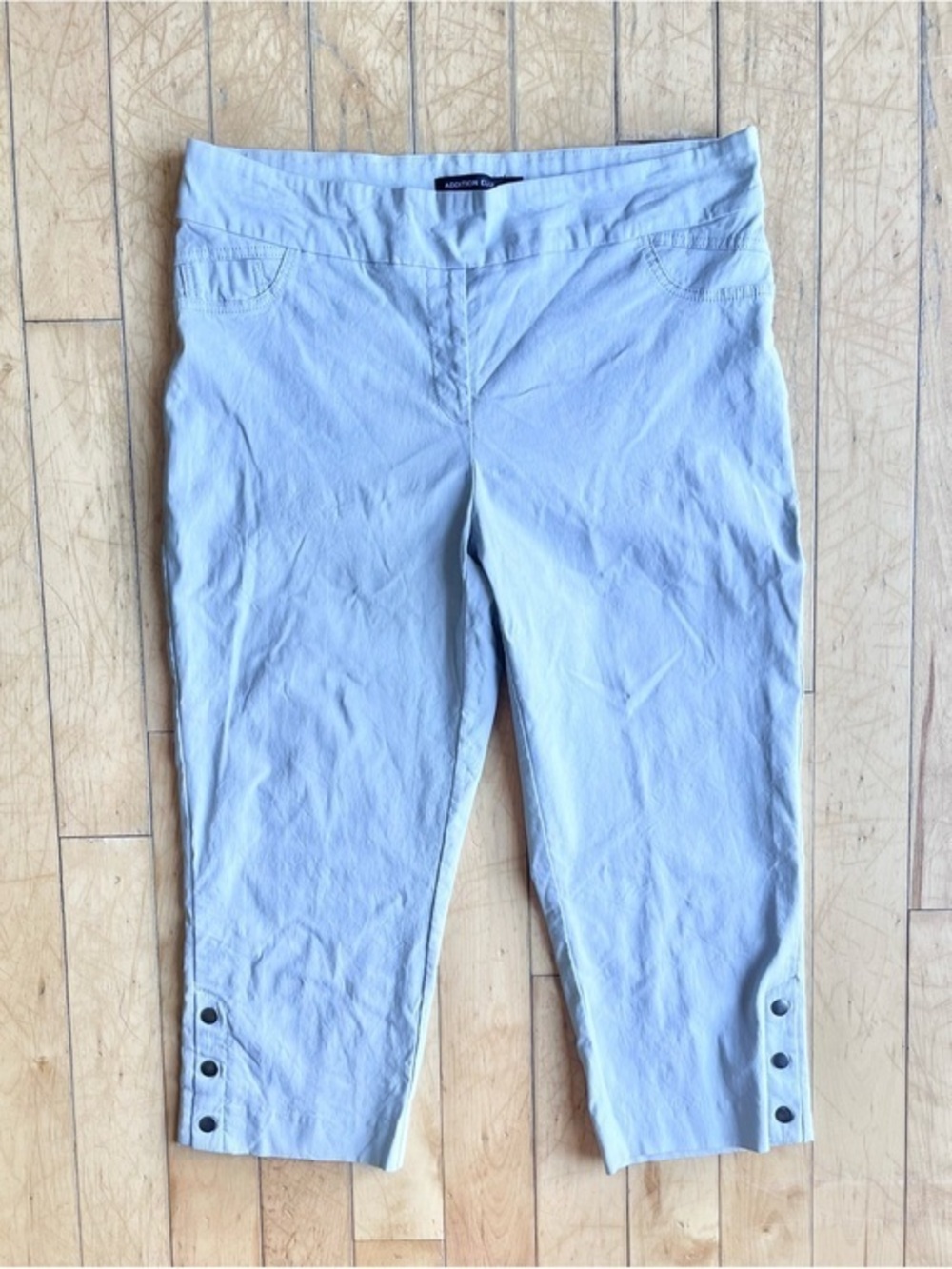 Addition Elle Light Grey Button Hem Versatile Stretch Cropped Pants Size 18